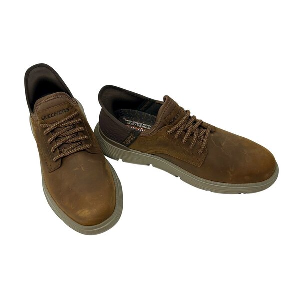 Skechers Mens Slip-Ins Casual Shoes Brown Leather Size 7.5 - Picture 4 of 10